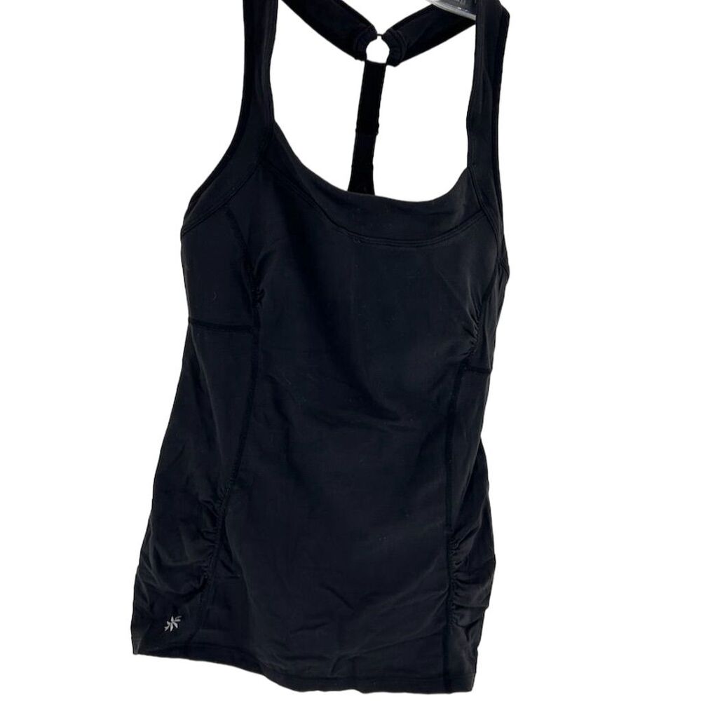 Athleta Peace Of Mind S Black Cami Tank Top Scoop Neck Cross-Back Moisture-Wick